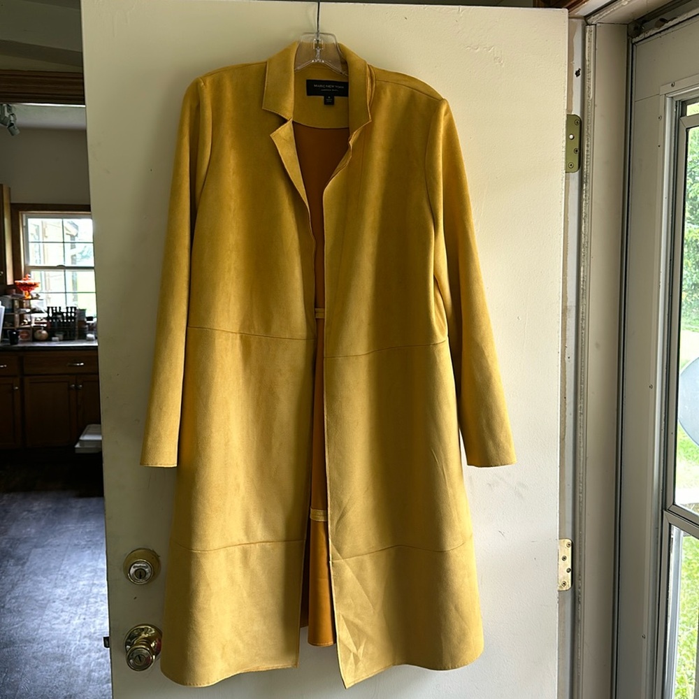 Andrew Marc Mustard Yellow Suede Trench Coat